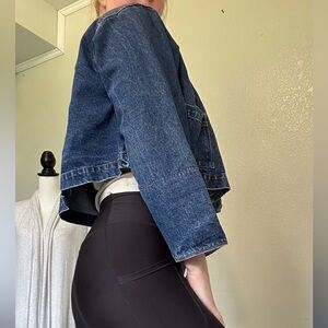 Frenzy Vintage Washed Crop Short Babydoll Wide Oversized Denim Jacket L